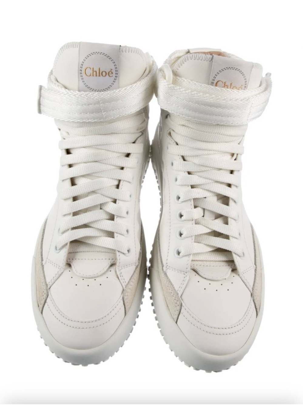Chloé Cream High-Top Lace-Up Sneakers